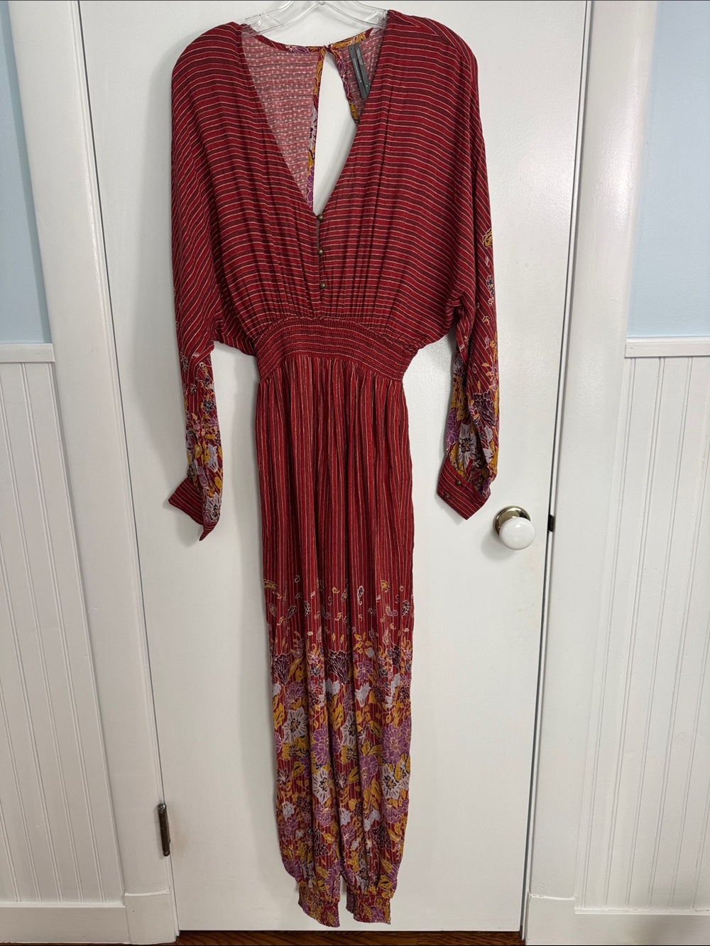 Anthropologie Breezy Open-Back Jumpsuit Size Small Boho Floral - Picture 2 of 10